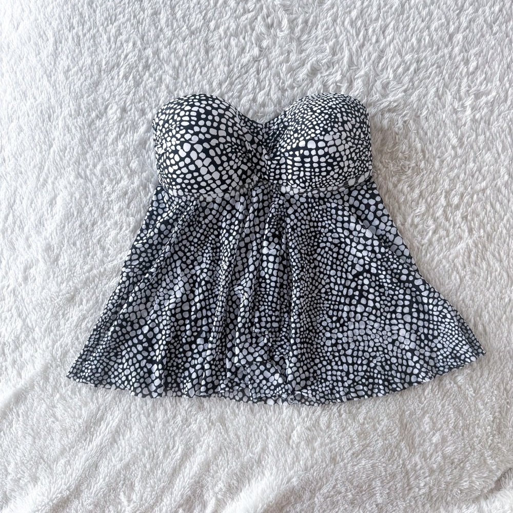 Merona Y2K Flowy Babydoll Strapless Swim Top Pattern Polka Dot Chiffon Target